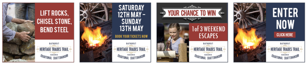 Hyper Hyper Marketing Bathurst Region Heritage Trades Trail Win Weekend Promotion Banners